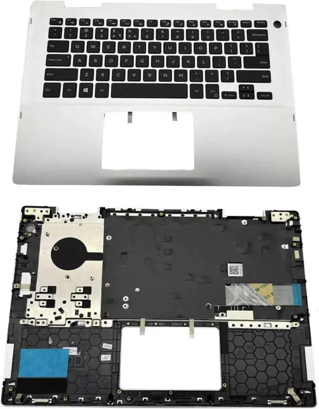 Alt view image 4 of 4 - For Inspiron 5482 5491 Palmrest Upper Case Backlit Keyboard 041KVJ Silver