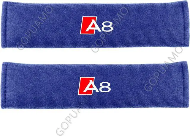Main image of GOPUAMO Car Seatbelt Shoulder Protector for Audi A8 - Shock-Absorbing, Anti-Slip, and Soft Shoulder Protection, Prevents Clothing Pilling Blue