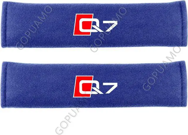 Main image of GOPUAMO Comfort strap shoulder protector for car seat belts for Audi Q7 - Shock-Absorbing, Anti-Slip, and Soft Shoulder Protection, Prevents Clothing Pilling Blue