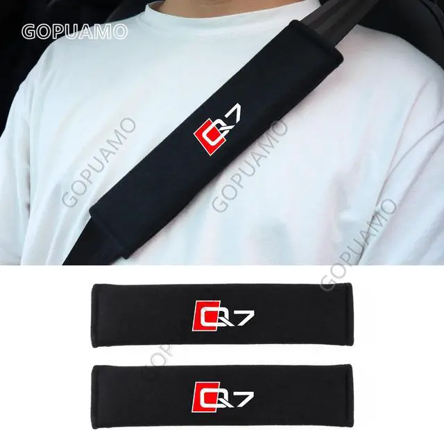 Alt view image 2 of 7 - GOPUAMO Comfort strap shoulder protector for car seat belts for Audi Q7 - Shock-Absorbing, Anti-Slip, and Soft Shoulder Protection, Prevents Clothing Pilling Gray