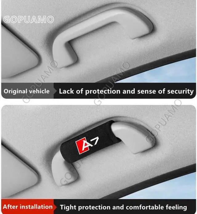 Alt view image 3 of 7 - GOPUAMO Protection Tools Ceiling Handle Protective Covers for Audi A7 - Left Right door 2 Piece Covers, Soft & Comfortable, Anti-Slip, Durable Red