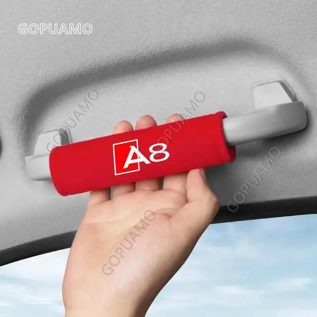 Main image of GOPUAMO Velvet cloth Car Roof Armrest Gloves for Audi A8 - Left Right door 2 Piece Covers, Soft & Comfortable, Anti-Slip, Durable Red