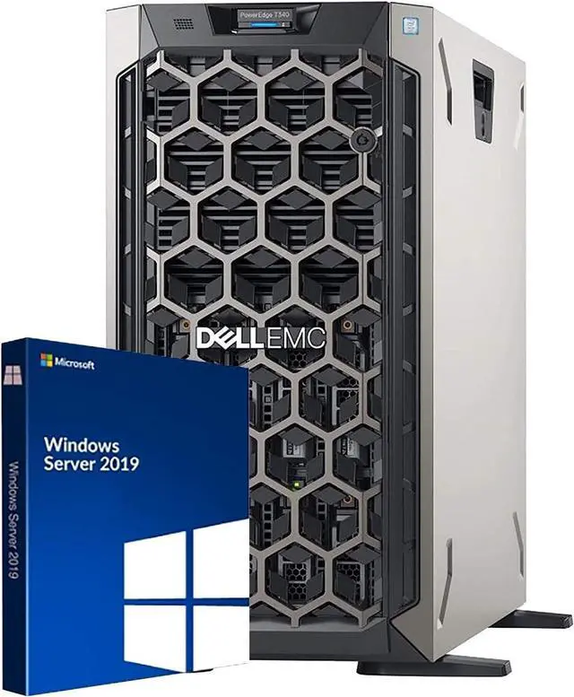 Main image of Dell PowerEdge T340 Tower Server, Windows 2019 STD OS, Intel Xeon E-2124 Quad-Core 3.3GHz 8MB, 32GB DDR4 RAM, 8TB Storage, RAID, Single PSU (Re-newed)