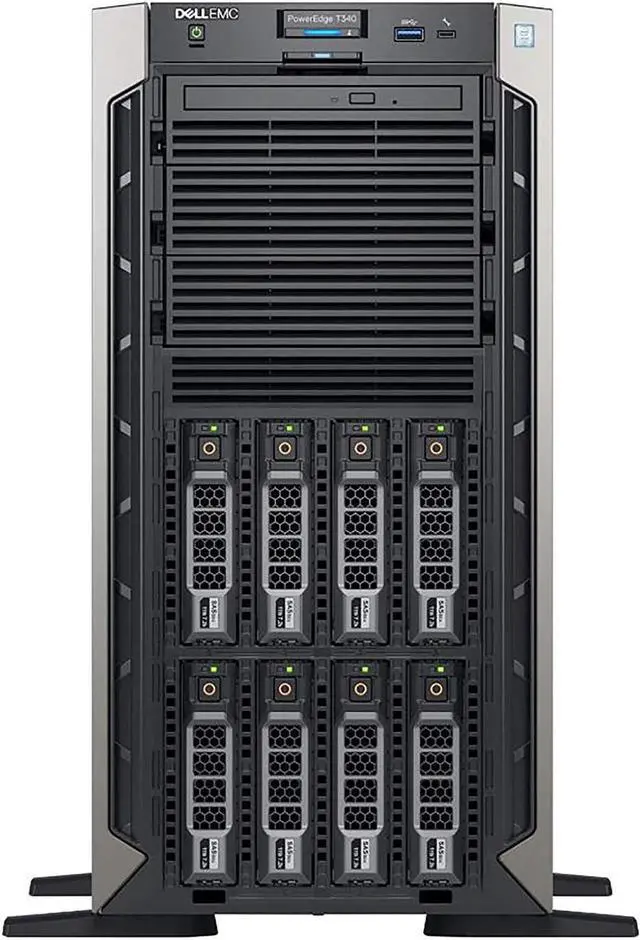 Alt view image 3 of 5 - Dell PowerEdge T340 Tower Server, Windows 2019 STD OS, Intel Xeon E-2124 Quad-Core 3.3GHz 8MB, 32GB DDR4 RAM, 8TB Storage, RAID, Single PSU (Re-newed)