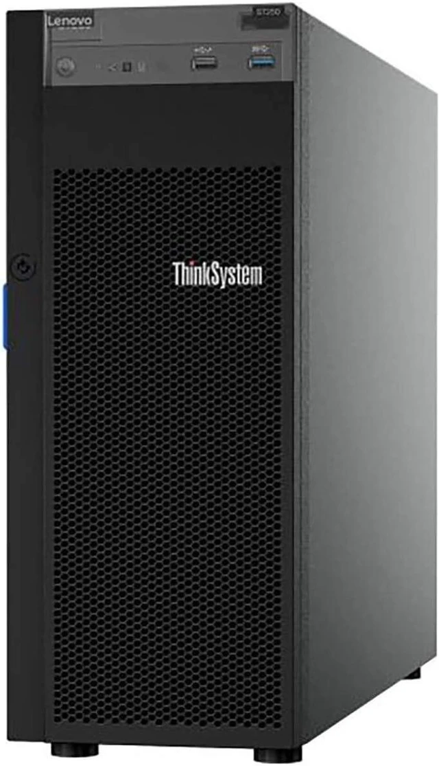 Main image of Lenovo ThinkSystem ST250 Mini Tower Server with Intel Xeon E-2124 Quad-Core CPU, 32GB DDR4, 8TB HDD, RAID