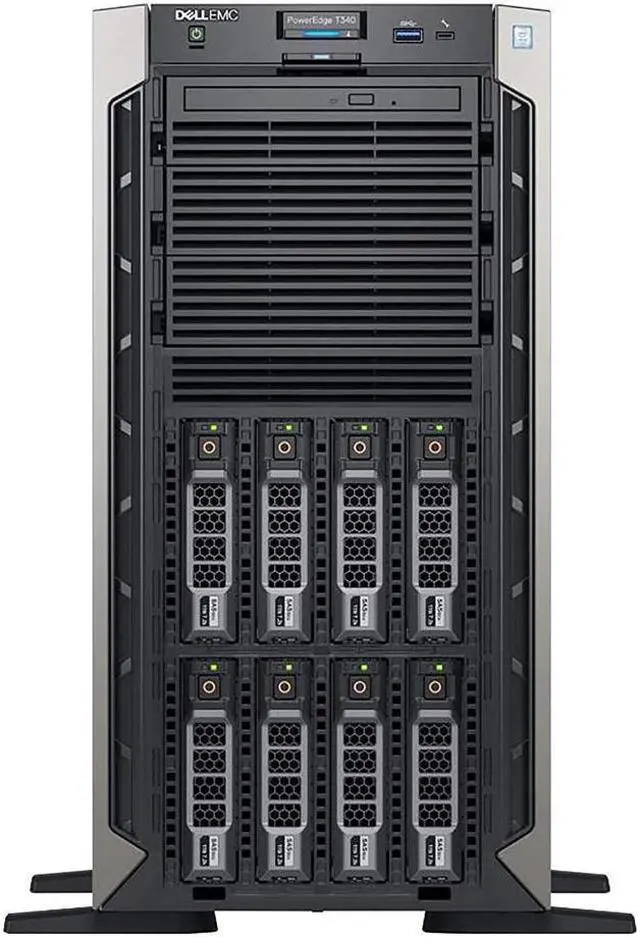 Alt view image 4 of 4 - Dell PowerEdge T340 Tower Server Bundle with 16GB USB Flash Drive, 4 Bay, Intel Xeon E-2124 Quad-Core 3.3GHz 8MB, 32GB DDR4 RAM, 8TB (4 x 2TB) HDD, PERC S140 RAID, Single PSU (re-newed)