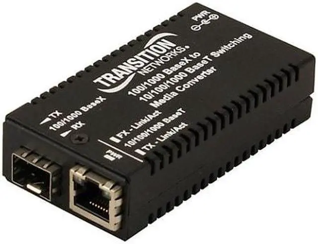 Alt view image 8 of 14 - Transition Networks M/GE-PSW-SFP-01-NA Mini 10/100/1000 Bridging Media Converter