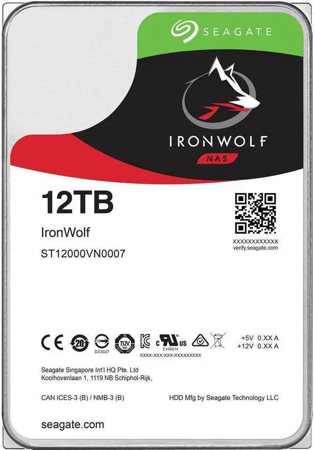 Alt view image 2 of 17 - Seagate IronWolf 12TB NAS Hard Drive 7200 RPM 256MB Cache SATA 6.0Gb/s CMR 3.5" Internal HDD for RAID Network Attached Storage ( ST12000VN0008 )