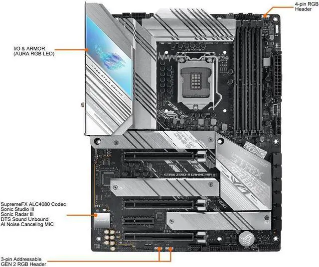 Alt view image 3 of 3 - ASUS ROG Strix Z590-A Gaming WiFi 6 LGA 1200 (Intel 11th/10th Gen) ATX White Scheme Gaming Motherboard (14+2 Power Stages, DDR4 5333, WiFi 6, Intel 2.5Gb LAN, Thunderbolt 4 Support, 3 x M.2/NVMe SSD)