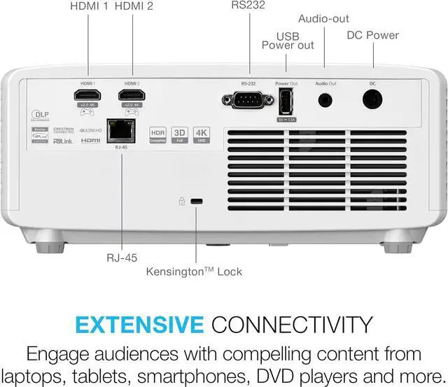 Alt view image 2 of 6 - Optoma UHZ66 Compact Long Throw True 4K UHD Laser Home Cinema and Gaming Projector, 4000 Lumens