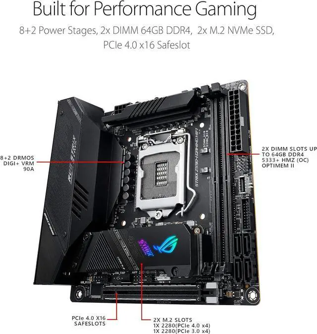 Alt view image 4 of 6 - ASUS ROG Strix Z590-I Gaming WiFi 6E LGA 1200 (Intel 11th/10th Gen) mini-ITX gaming motherboard