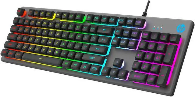 Alt view image 2 of 11 - HP K500F Backlit Membrane Wired Gaming Keyboard, Backlit Mixed Color Lighting, Metal Panel with Logo Lighting, 26 Anti-Ghosting Keys, and Windows Lock Key(7ZZ97AA)