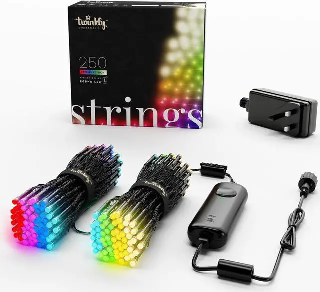 Alt view image 2 of 13 - Twinkly Strings App-Controlled Smart LED Christmas Lights 250 Multicolor & White