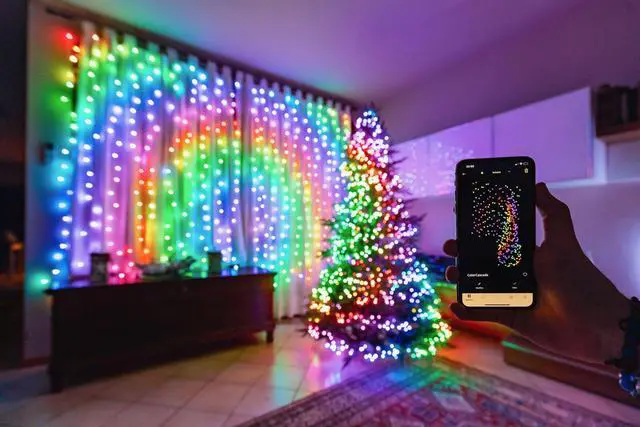 Alt view image 10 of 13 - Twinkly Strings App-Controlled Smart LED Christmas Lights 250 Multicolor & White