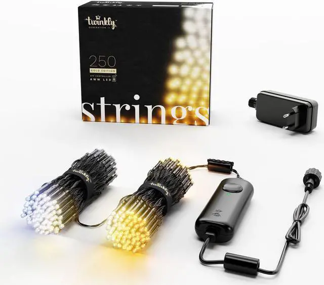 Alt view image 6 of 16 - Twinkly Strings App-Controlled LED Christmas Lights 250 AWW (Amber & White)