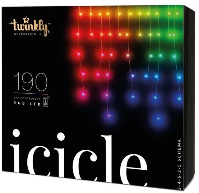 Alt view image 12 of 12 - Twinkly Icicle App-Controlled Smart LED Christmas Lights 190 Multicolor RGB 16ft