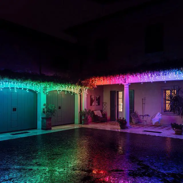 Alt view image 10 of 12 - Twinkly Icicle App-Controlled Smart LED Christmas Lights 190 Multicolor RGB 16ft