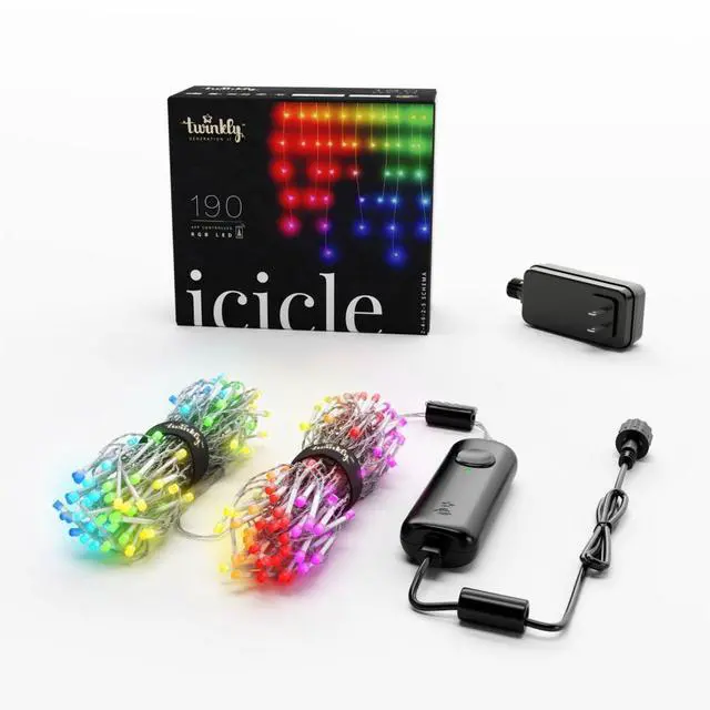 Alt view image 8 of 12 - Twinkly Icicle App-Controlled Smart LED Christmas Lights 190 Multicolor RGB 16ft