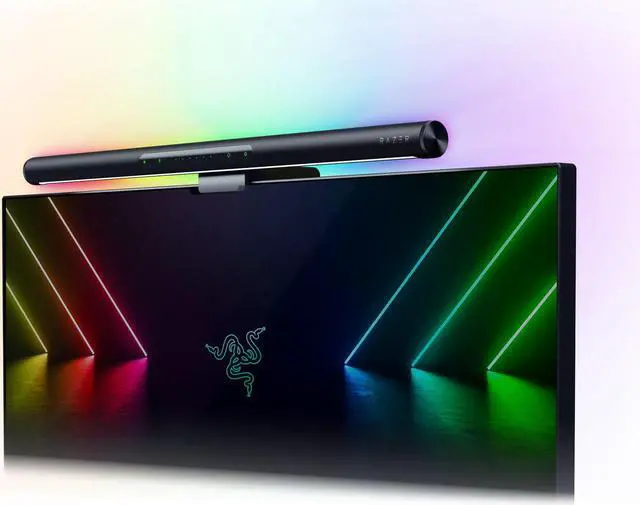 Alt view image 5 of 7 - Razer Aether Monitor Light Bar  RGB LED Light Bar for Gamer Rooms  US/CAN Packaging
