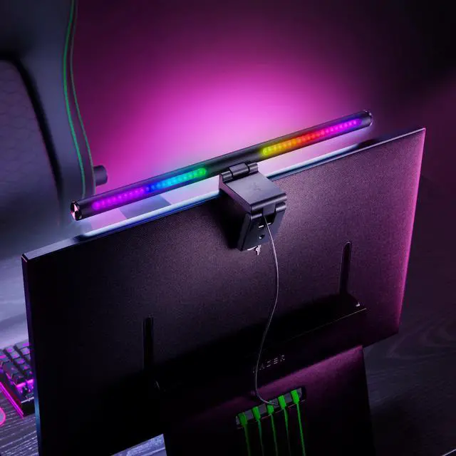Alt view image 2 of 7 - Razer Aether Monitor Light Bar  RGB LED Light Bar for Gamer Rooms  US/CAN Packaging