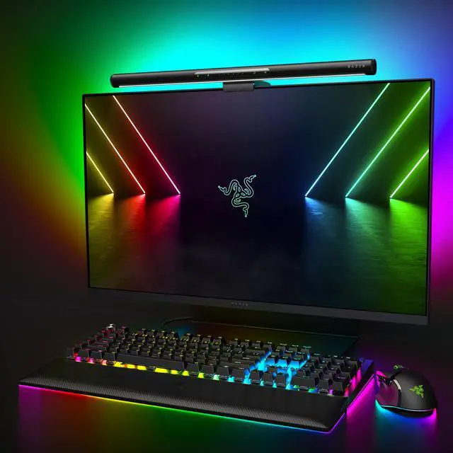 Alt view image 4 of 7 - Razer Aether Monitor Light Bar  RGB LED Light Bar for Gamer Rooms  US/CAN Packaging