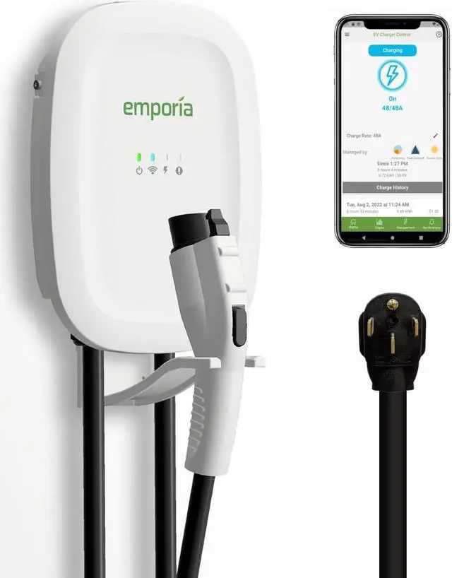 Main image of Emporia Energy Smart Home intelligent Level 2 EV Charger with 24 cable with SAE J1772 connector.