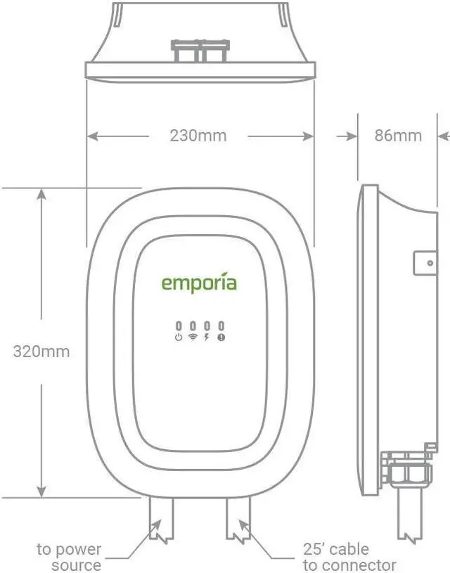 Alt view image 7 of 7 - Emporia Energy Smart Home intelligent Level 2 EV Charger with 24 cable with SAE J1772 connector.