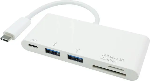 Alt view image 3 of 4 - USB-C to 2 Port USB 3.0 + SD/TF Card Reader + USB-C PD (60W) Hub