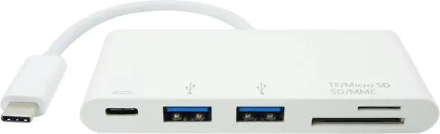 Main image of USB-C to 2 Port USB 3.0 + SD/TF Card Reader + USB-C PD (60W) Hub