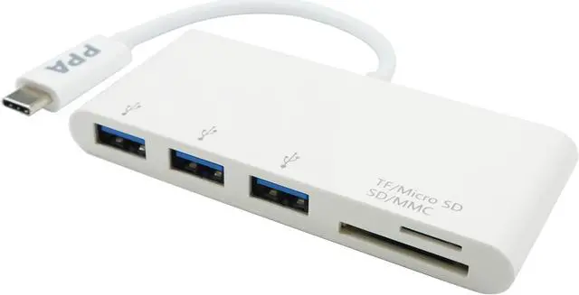 Main image of USB-C to 3 Port USB 3.0 Hub + SD/Micro SD Card Reader