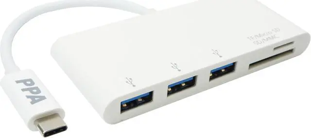 Alt view image 3 of 3 - USB-C to 3 Port USB 3.0 Hub + SD/Micro SD Card Reader