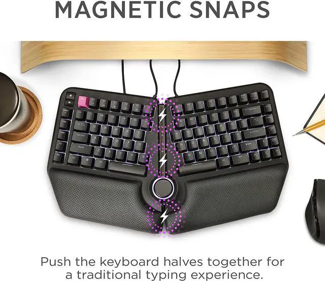 Alt view image 4 of 9 - Cloud Nine ErgoTKL Ergonomic Tenkeyless Mechanical Keyboard for PC TKL RGB Backlit Ergo Split Key Board