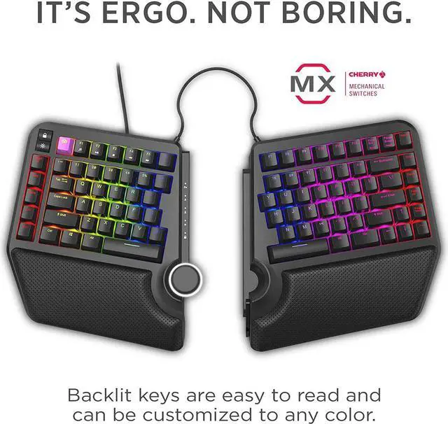 Alt view image 2 of 9 - Cloud Nine ErgoTKL Ergonomic Tenkeyless Mechanical Keyboard for PC TKL RGB Backlit Ergo Split Key Board