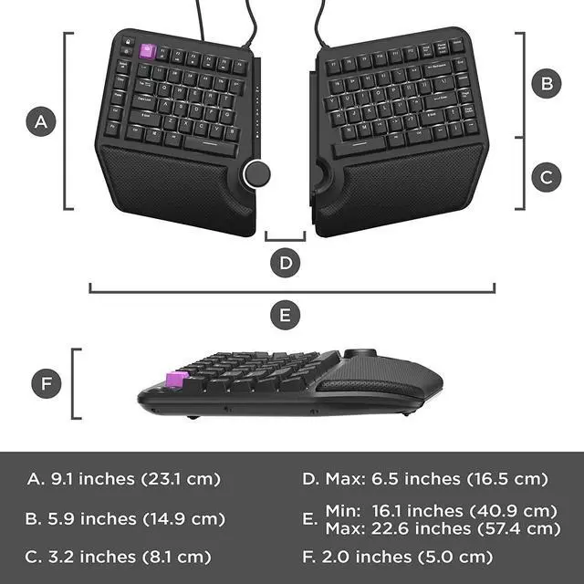 Alt view image 6 of 9 - Cloud Nine ErgoTKL Ergonomic Tenkeyless Mechanical Keyboard for PC TKL RGB Backlit Ergo Split Key Board