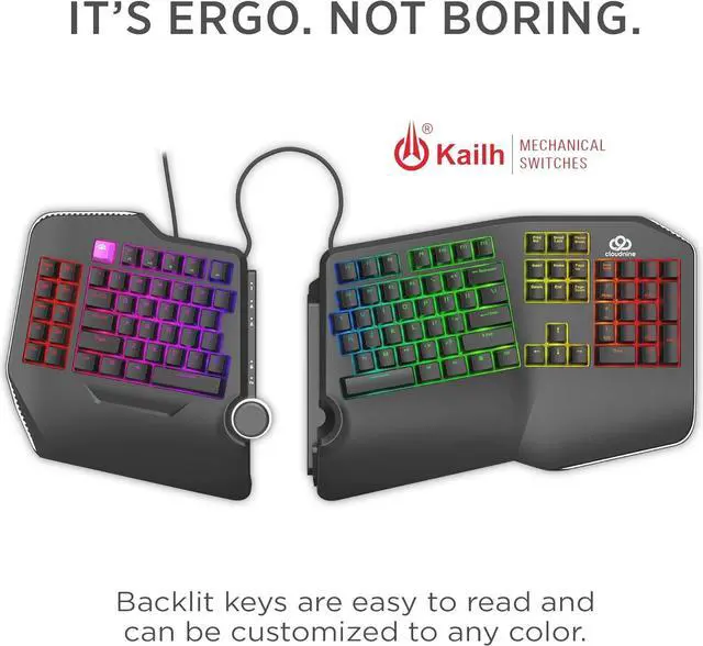 Alt view image 2 of 7 - Cloud Nine C989 ErgoFSK Ergonomic Mechanical Split-Keyboard - Kailh Linear Red Switches