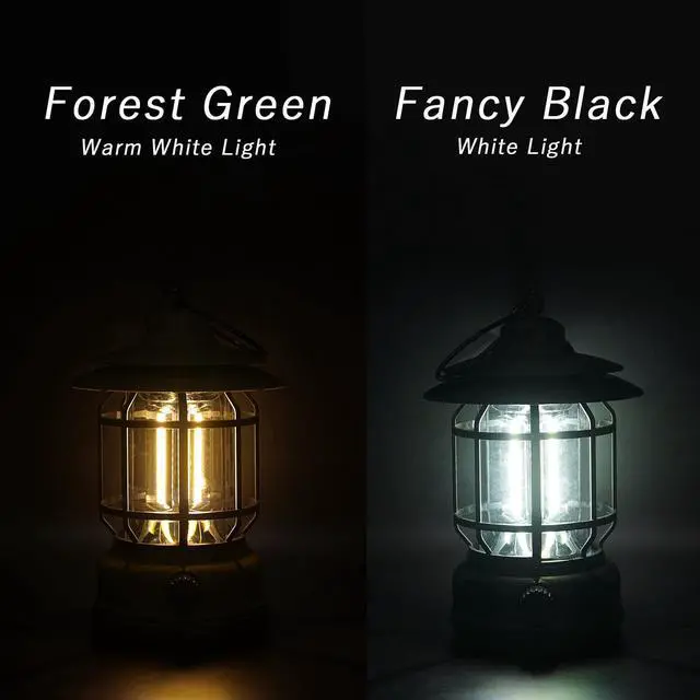 Alt view image 4 of 6 - HYUGA Rechargeable Retro LED Camping Lantern Warm White Light USB-C Vintage Design for Outdoor Tent Emergency Use (Dark Green Cover)