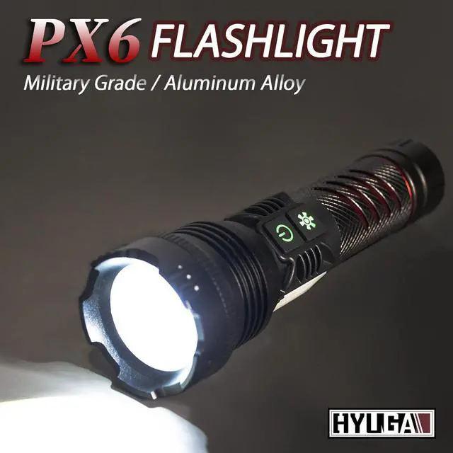 Alt view image 4 of 7 - HYUGA PX6 military grade flashlight] super bright flashlight LED flashlight telescopic zoom multi-function emergency lighting high brightness warning light