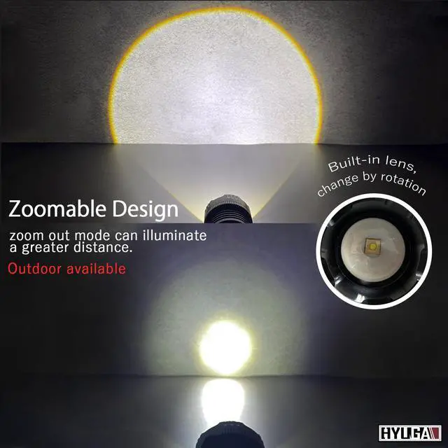 Alt view image 6 of 7 - HYUGA PX6 military grade flashlight] super bright flashlight LED flashlight telescopic zoom multi-function emergency lighting high brightness warning light
