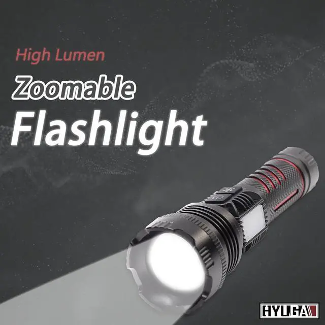 Alt view image 2 of 7 - HYUGA PX6 military grade flashlight] super bright flashlight LED flashlight telescopic zoom multi-function emergency lighting high brightness warning light