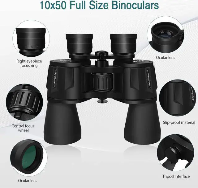 Alt view image 4 of 7 - SkyGenius 10x50 Binoculars for Adults Durable Full-Size HD Binoculars for Bird Watching Travel Sightseeing Hunting Wildlife Watching Outdoor Sports Games and Concerts
