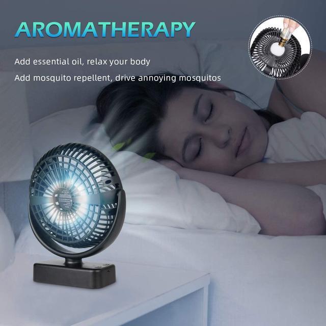 Alt view image 7 of 7 - Camping Fan with LED Lantern, 5000mAh Rechargeable Battery/USB Operated Fan 7-Inch outdoor fan with Hanging Hook for Tent Car RV