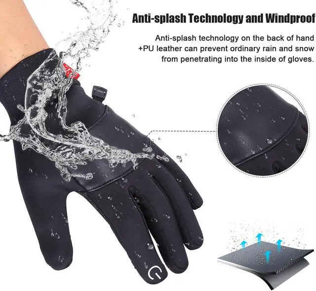 Alt view image 2 of 7 - Cycling Gloves Bicycle Gloves, Touchscreen Gloves Waterproof Anti-slip Motorcycle Gloves Bike Cycling Riding Running Gloves Motorcycles,Winter