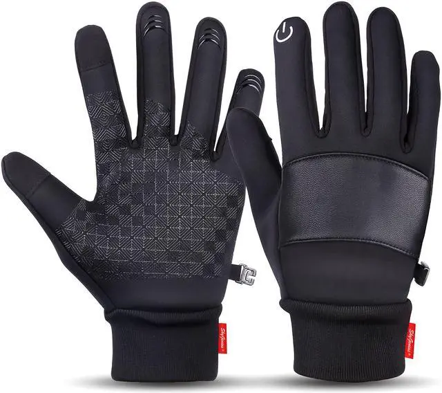 Alt view image 7 of 7 - Cycling Gloves Bicycle Gloves, Touchscreen Gloves Waterproof Anti-slip Motorcycle Gloves Bike Cycling Riding Running Gloves Motorcycles,Winter