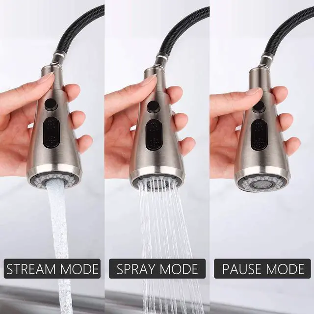 Alt view image 3 of 7 - Kitchen Faucet Pull Down Dual-Function Sprayer, Single-Handle Stainless Steel High Arch Kitchen Sink Faucet