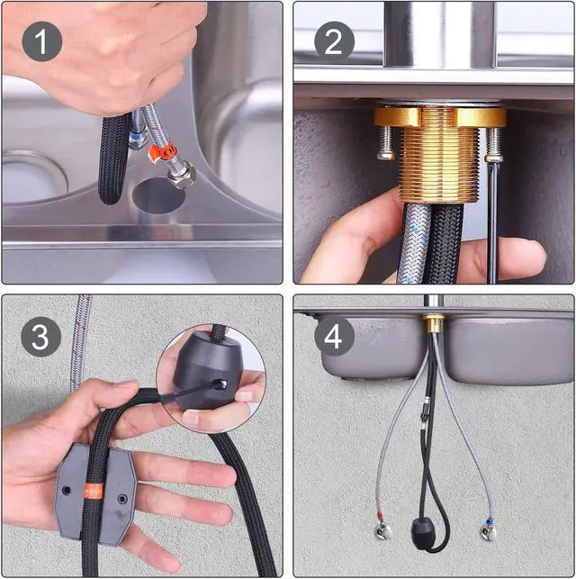 Alt view image 7 of 7 - Kitchen Faucet Pull Down Dual-Function Sprayer, Single-Handle Stainless Steel High Arch Kitchen Sink Faucet