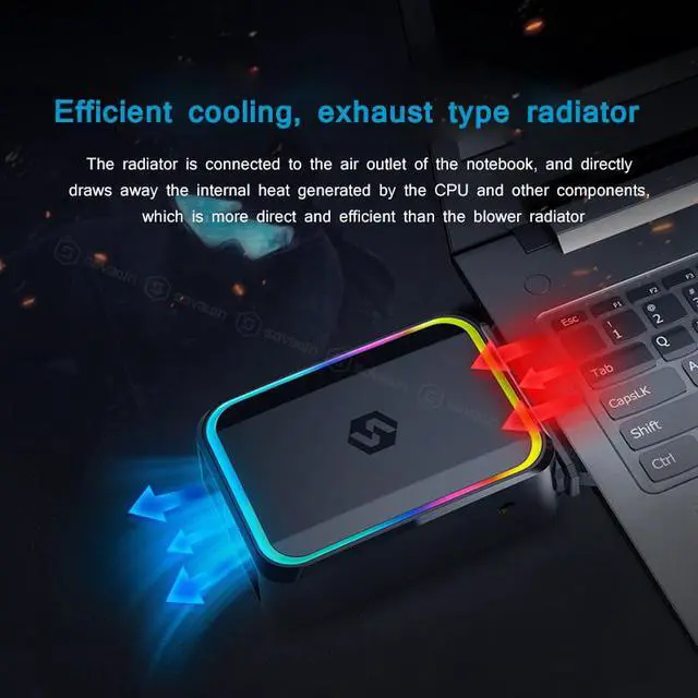 Alt view image 3 of 6 - Portable Laptop Cooler USB Air External Extracting Laptop Cooling Fan Intelligent Control Temperature Speed Adjustable For 15.6'