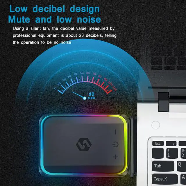 Alt view image 2 of 6 - Portable Laptop Cooler USB Air External Extracting Laptop Cooling Fan Intelligent Control Temperature Speed Adjustable For 15.6'