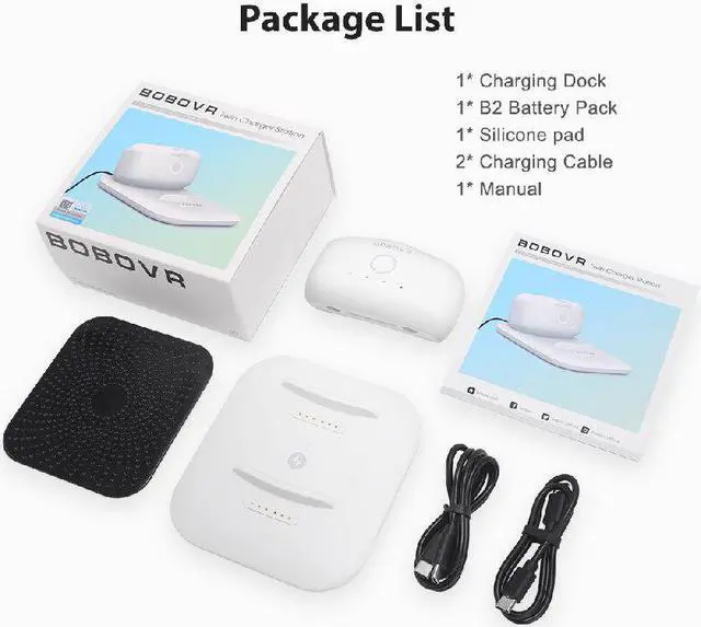 Alt view image 2 of 6 - BOBOVR Twin Charger Station for B2 Battery Pack Ultra-Thin For M2 Pro Head Strap Replace Battery Compatible with Oculus Quest2