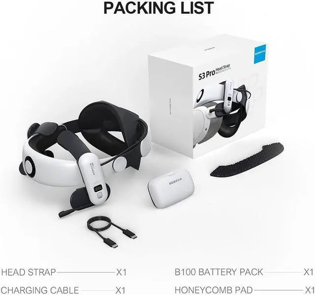Alt view image 6 of 12 - BOBOVR S3 Pro Super Strap Compatible with Meta Quest 3 with Head Air Conditioning 10000mah Brand New Battery System VR Accessory