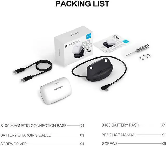 Alt view image 7 of 7 - BOBOVR B100U Upgrade Kit for M1/M2/M3 Strap VR Accessories Compitable with Quest 3 10000mAh Hot-Swap Battery 20W Fast Charging